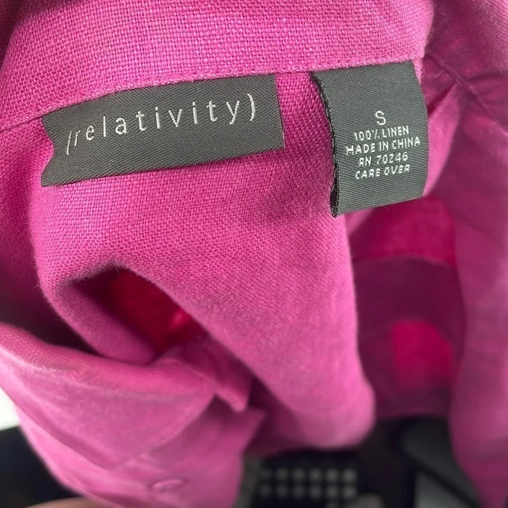 Relativity Barbie pink linen jacket light weight vacation coastal  sz sm